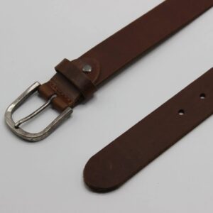 Beltenza Brown Leather Belt with Antique Silver Buckle