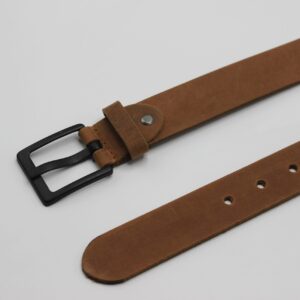 Beltenza Tan Leather Belt with Matt Black Buckle