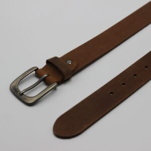 Beltenza Tan Leather Belt with Rounded Buckle
