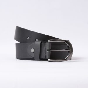 Beltenza Handmade Black Leather Belt with Silver Buckle