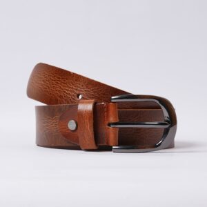 Beltenza Handmade Rugged Brown Leather Belt with Gunmetal Buckle