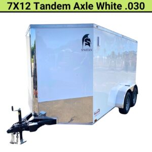 Spartan 7x12 Enclosed Cargo Trailer Tandem Axle – White Heavy-Duty Cargo Hauler SP7X12TA